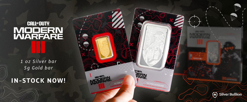 Call Of Duty Gold & Silver Bar, available in 5 gram Gold bar and 1 oz Silver bar 