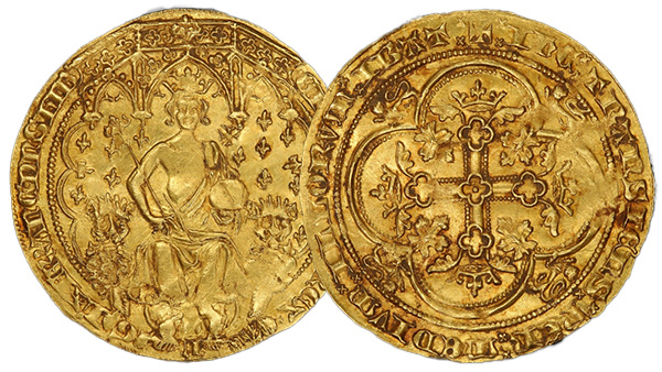 Image: Obverse and reverse of the 1344 Edward III Florin.