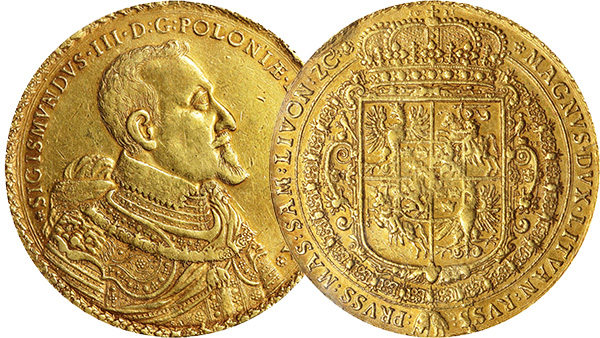 Image: Obverse and reverse view of the 1621 Polish Ducat.
