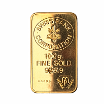 Gold 100 gram Swiss Bank Corp Minted Bar | Silver Bullion