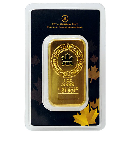 1 OUNCE ROYAL CANADIAN MINT .9999 FINE GOLD BAR 1OZ. 